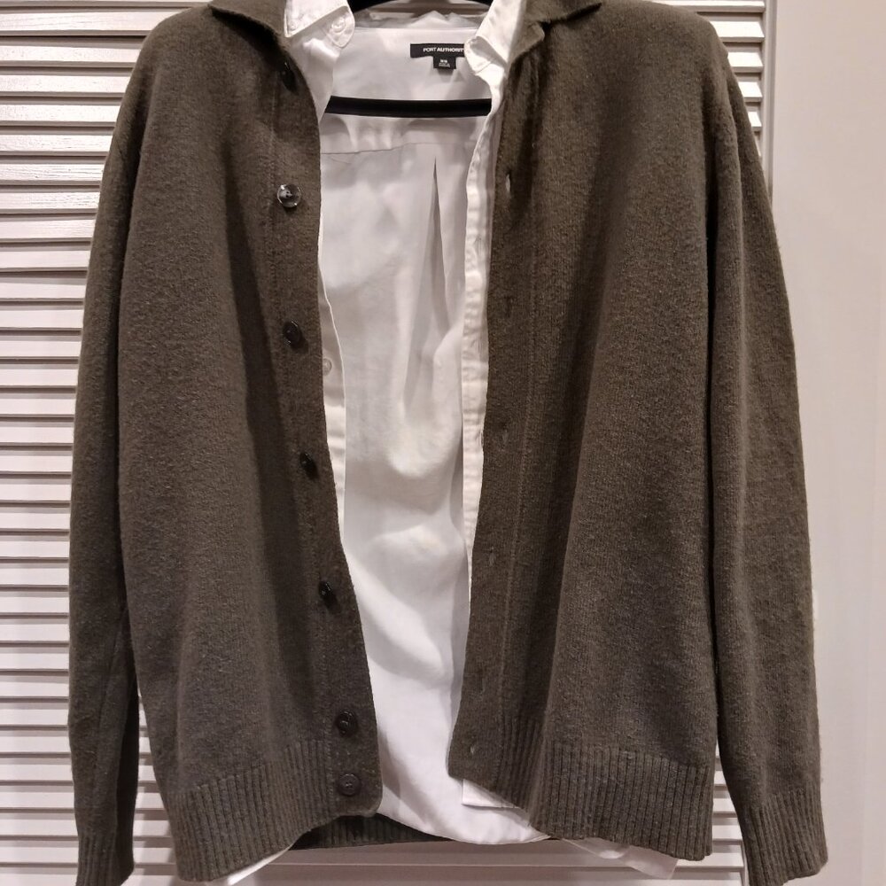 Mango Knit Wool-Blend Cardigan, Men's Small, Green